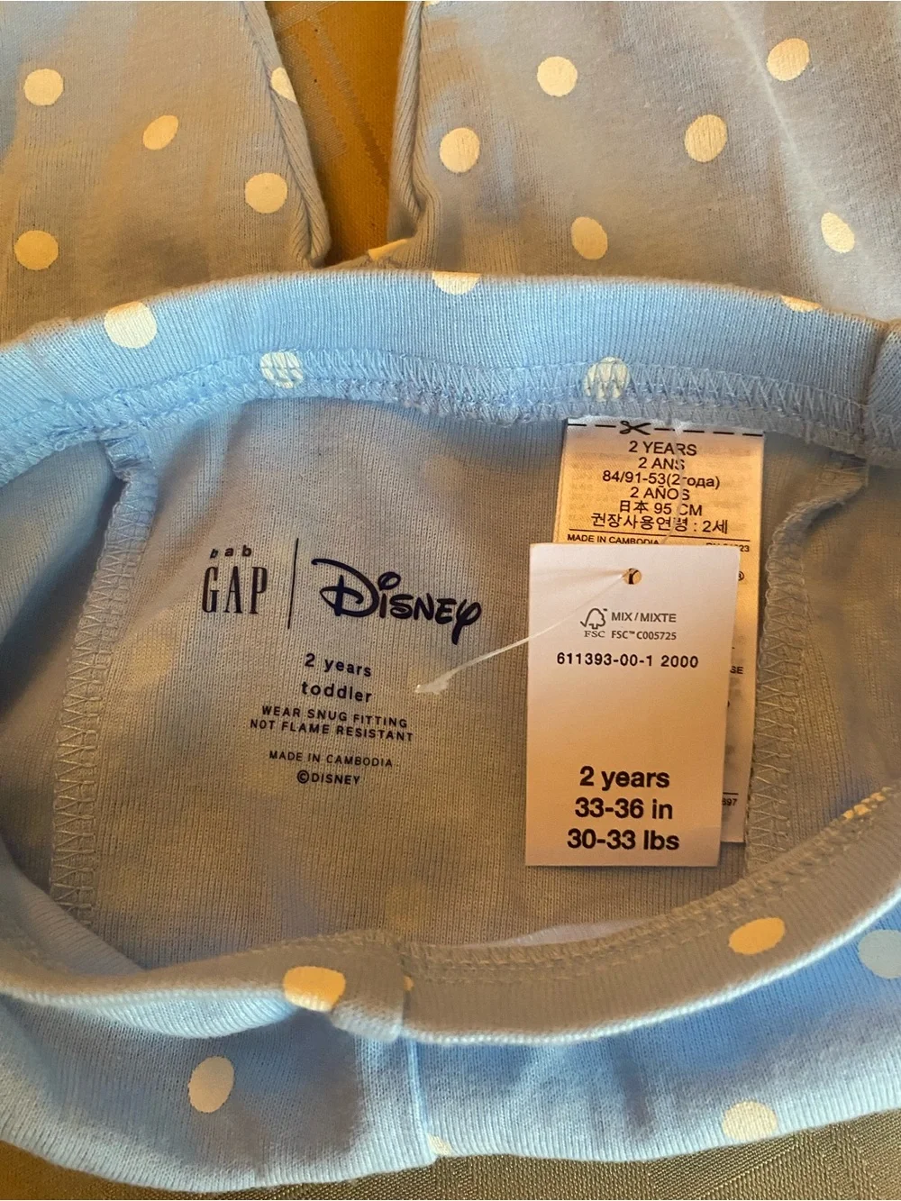 NWT Disney Gap Polka Dot Blue Leggings & Cat & Jack Cream Eyelet Sleeve Top